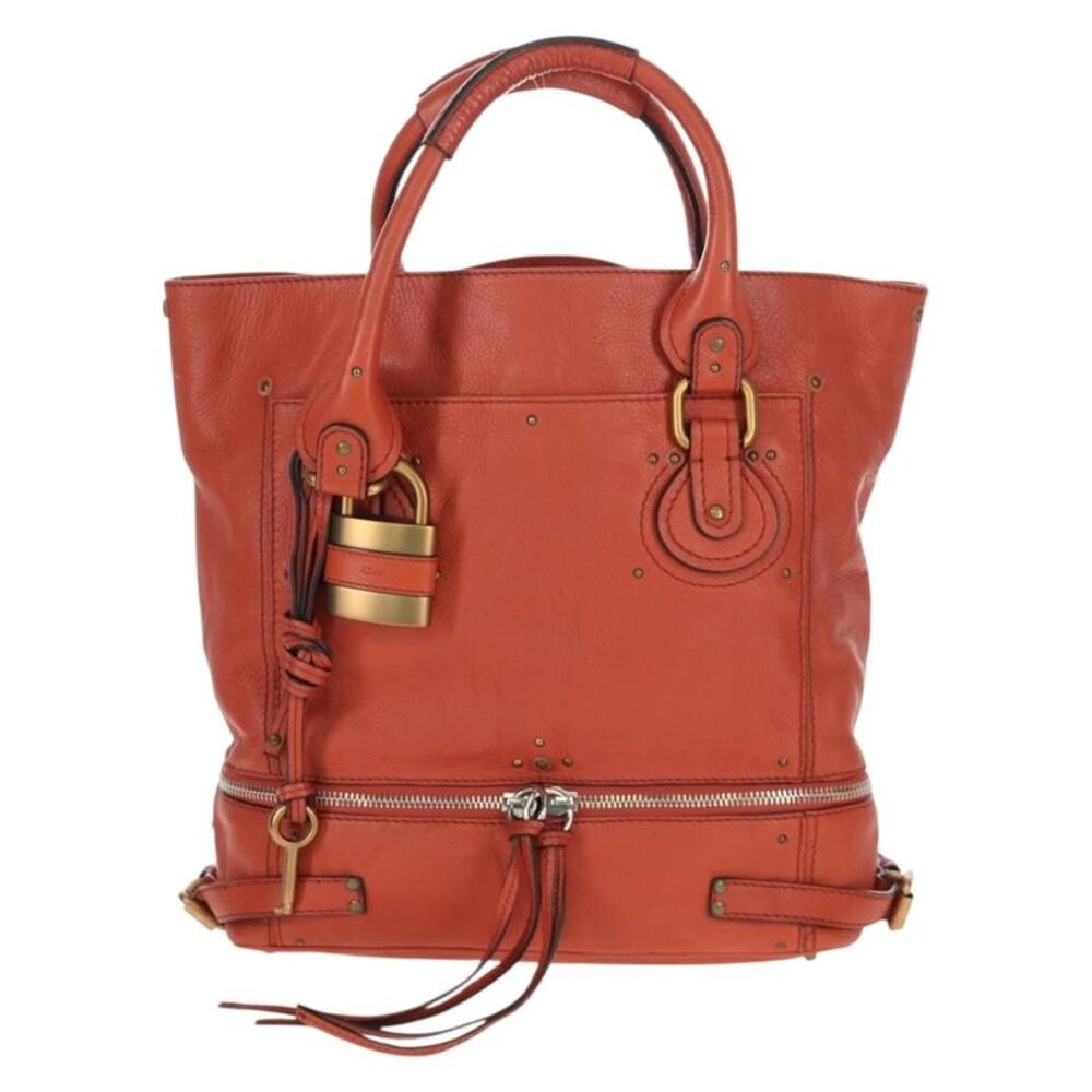 Chloe Paddington Leather Orange Leather Tote Bag Bag
